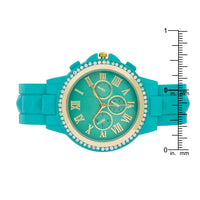 Ava Gold Turquoise Crystal Cuff Watch