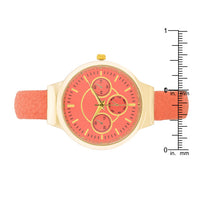 Reyna Gold Coral Leather Cuff Watch