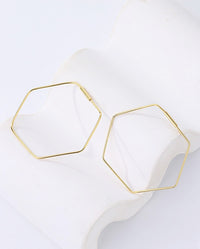 Gold Plated Thin Hexagon Hoop Earrings