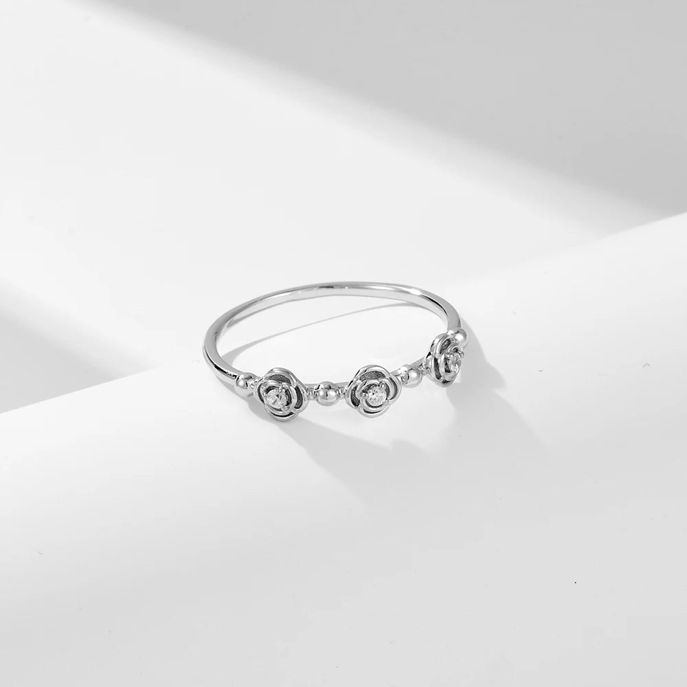 Sterling Silver Three Roses Ring