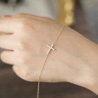 Gold Plated Sterling Silver Cross Chain Bracelet