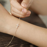 Gold Plated Sterling Silver Cross Chain Bracelet