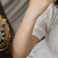 Gold Plated Sterling Silver Cross Chain Bracelet