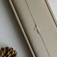 Gold Plated Sterling Silver Cross Chain Bracelet