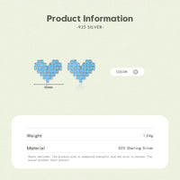 Sterling Silver Pixel Love Heart Earrings