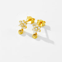 Sterling Silver Cubic Zirconia Dangling Gold Stud Earrings