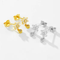 Sterling Silver Cubic Zirconia Dangling Gold Stud Earrings