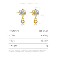 Sterling Silver Cubic Zirconia Dangling Gold Stud Earrings