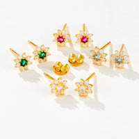 Gold Plated Sterling Silver Flower Stud Earrings
