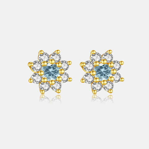 Gold Plated Sterling Silver Flower Stud Earrings