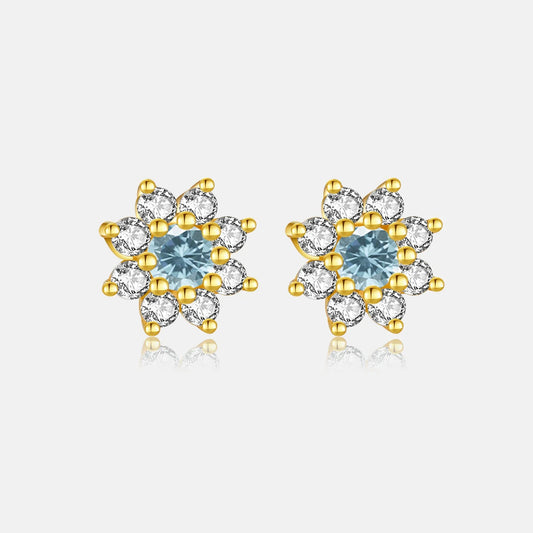 Gold Plated Sterling Silver Flower Stud Earrings
