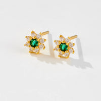 Gold Plated Sterling Silver Flower Stud Earrings