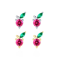 Sterling Silver Cherry Stud Earrings