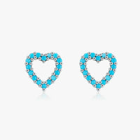 Sterling Silver Turquoise Heart Stud Earrings