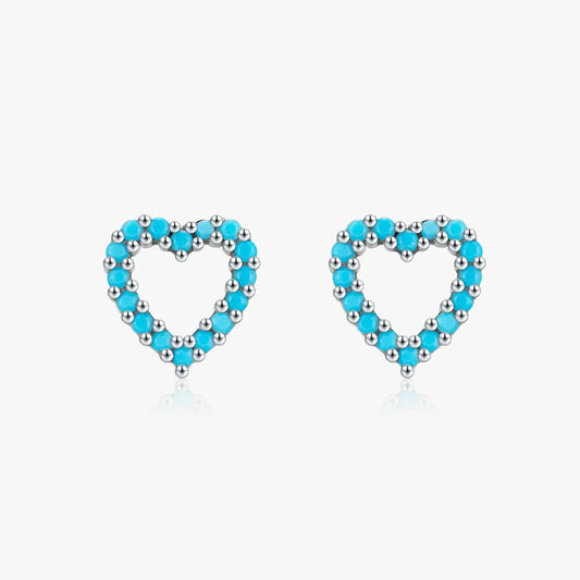 Sterling Silver Turquoise Heart Stud Earrings