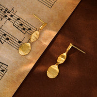 Gold Plated Vintage Brushed Finish Dangle Earrings