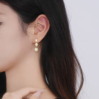 Gold Plated Vintage Brushed Finish Dangle Earrings