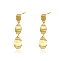 Gold Plated Vintage Brushed Finish Dangle Earrings