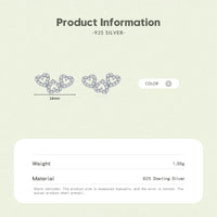 Sterling Silver Hollow Three Heart Stud Earrings