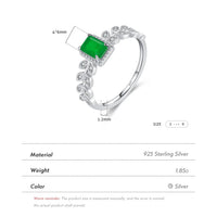 Vintage Sterling Silver Leaf Created Emerald Ring