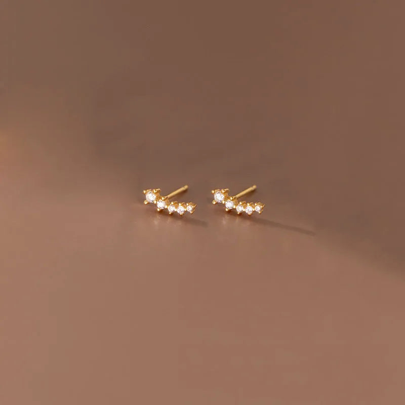 Sterling Silver Pave Falling Star Stud Earrings