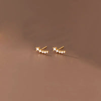 Sterling Silver Pave Falling Star Stud Earrings