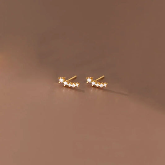 Sterling Silver Pave Falling Star Stud Earrings