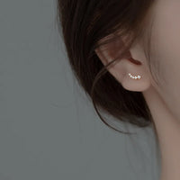 Sterling Silver Pave Falling Star Stud Earrings