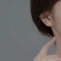 Sterling Silver Pave Falling Star Stud Earrings