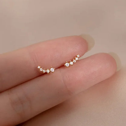 Sterling Silver Pave Falling Star Stud Earrings