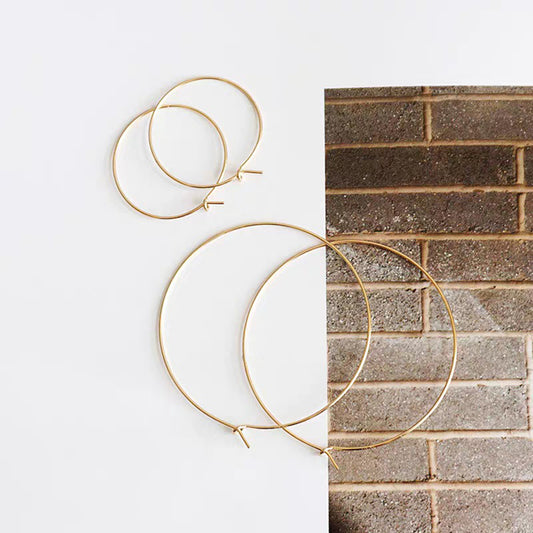 Gold Plated Sterling Silver Thin Hoop Earrings