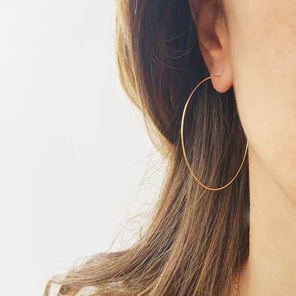 Gold Plated Sterling Silver Thin Hoop Earrings