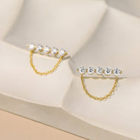 Gold Plated Chain Drop Earrings in Sterling Silver & Cubic Zirconia