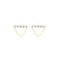 Gold Plated Chain Drop Earrings in Sterling Silver & Cubic Zirconia