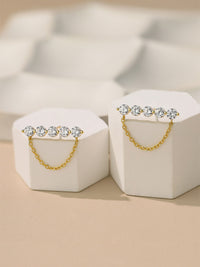 Gold Plated Chain Drop Earrings in Sterling Silver & Cubic Zirconia