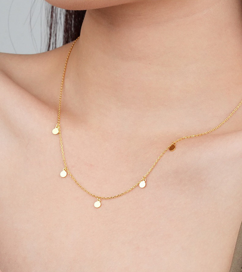 Sterling Silver Disc Charm Dangle Necklace