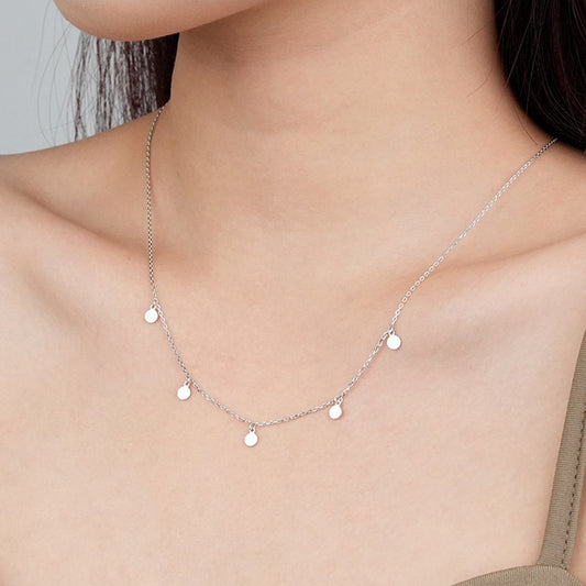Sterling Silver Disc Charm Dangle Necklace