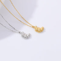 Gold Plated Sterling Silver Croissant Pendant Necklace