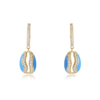 Gold Plated Sterling Silver Blue Enamel Sea Snail Earrings