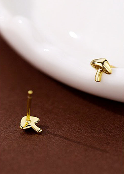 Gold Plated Mushroom Stud Earrings