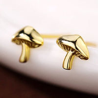 Gold Plated Mushroom Stud Earrings