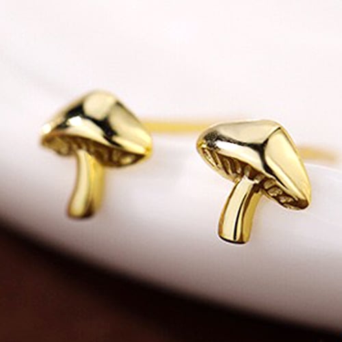 Gold Plated Mushroom Stud Earrings