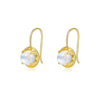Gold Plated Natural Moon Stone Drop Earrings