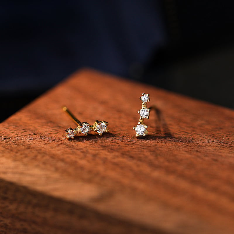 Sterling Silver Climbing Shooting Star Stud Earrings