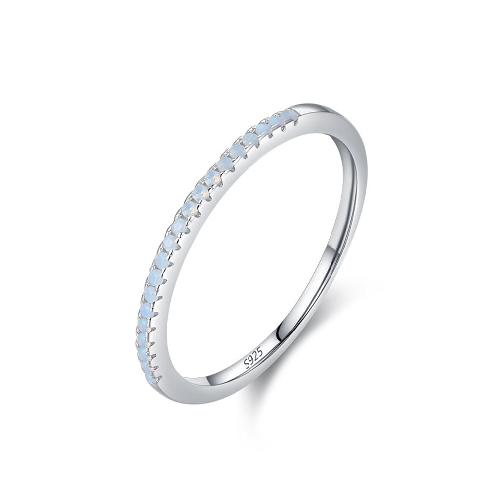 Sterling Silver Opal Half Eternity Ring