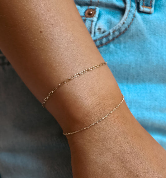 14K Solid Gold Fine Paperclip Chain