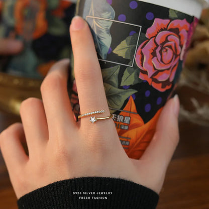 Sterling Silver Cubic Zirconia Star Open Ring