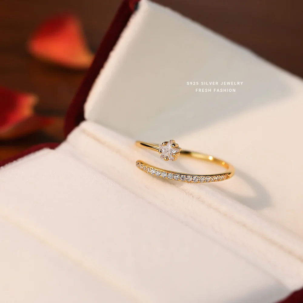 Sterling Silver Cubic Zirconia Star Open Ring