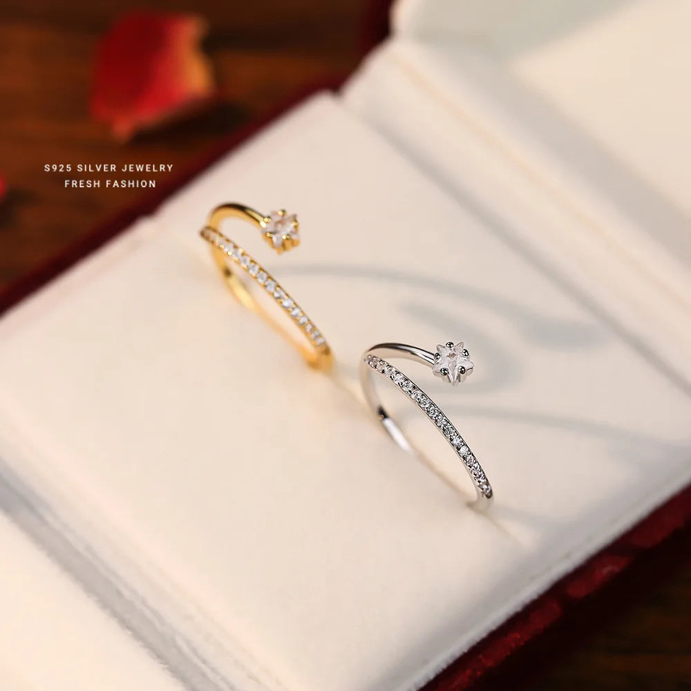 Sterling Silver Cubic Zirconia Star Open Ring