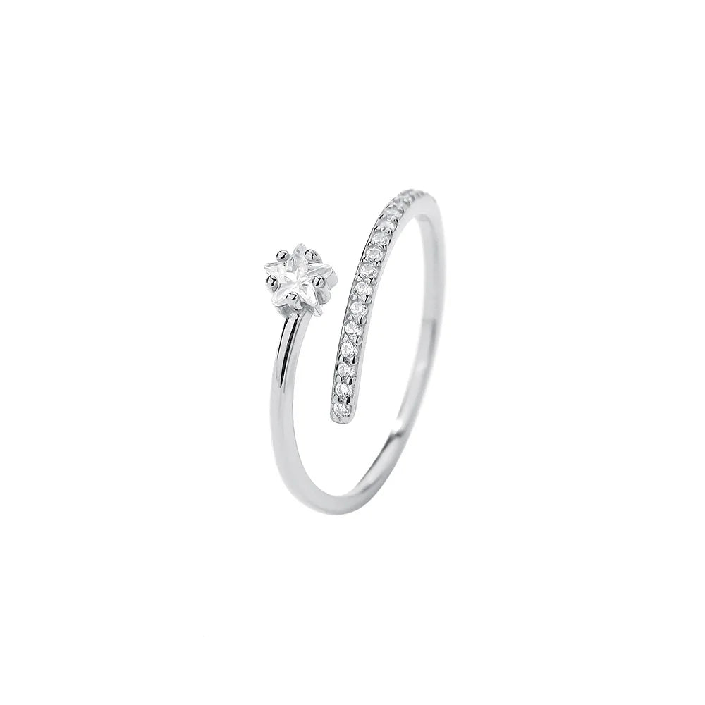 Sterling Silver Cubic Zirconia Star Open Ring
